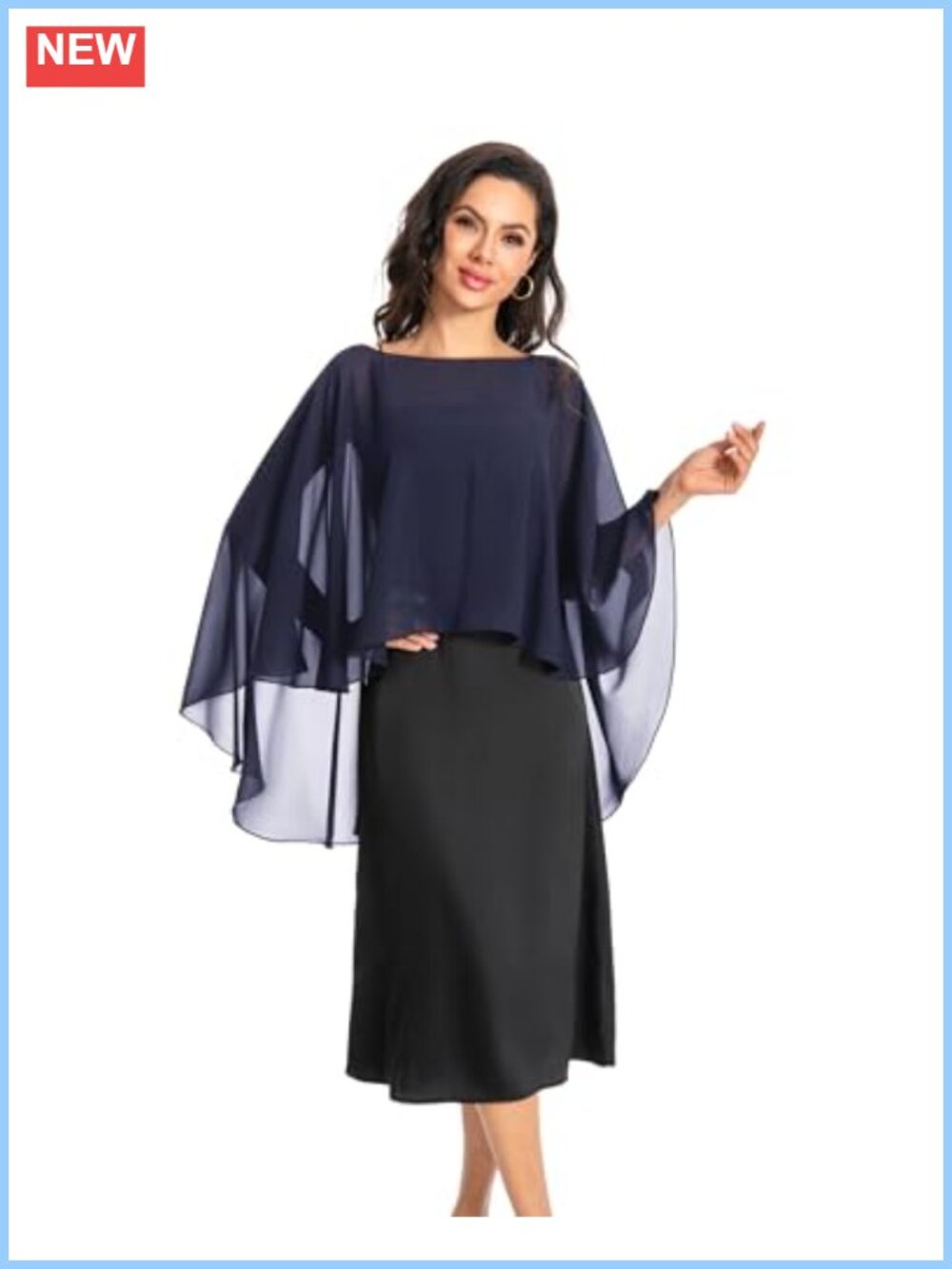 Chiffon Sheer Capelet Long Cape Poncho Wrap for Women